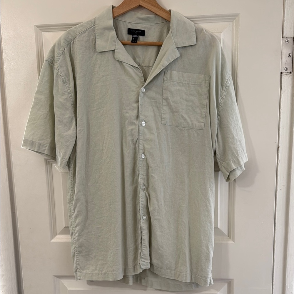 New Look Green Casual Button Down Shirt Short Sleeve